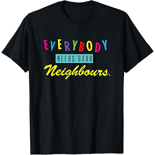 Everybody needs Good Neighbours　限定1000部 Neighbours Bouncer The Dog T-Shirt : Amazon.co.uk: Fashion